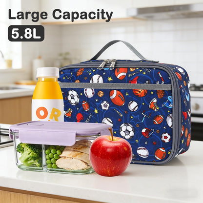 FlowFly Kids Lunch box Insulated Soft Bag Mini Cooler Back to School Thermal Meal Tote Kit for Girls, Boys, Black