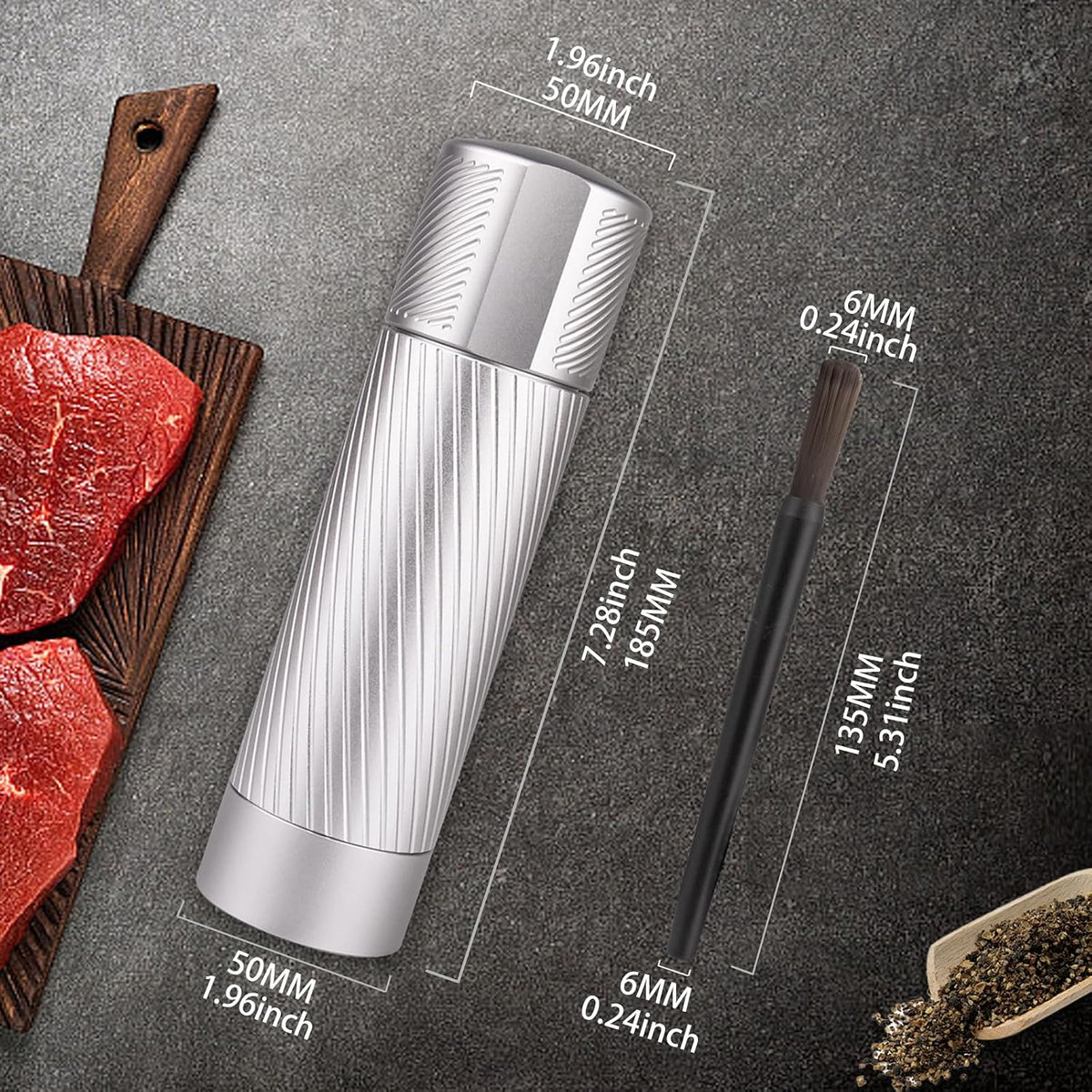 Homnoble Heavy Duty Pepper Grinder, Pepper Grinder External Adjustable