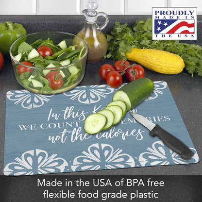 Cut N' Funnel Eat Fresh Designer Flexible Cutting Board Mat 15" x 11.5" Made in the USA Decorative Flexible Easy to Clean