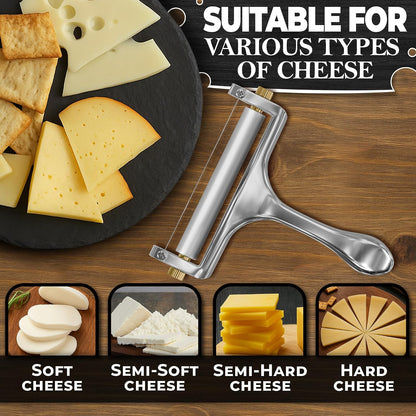 Handheld Wire Cheese Slicer with 2 Extra Wires, Thickness Adjuster