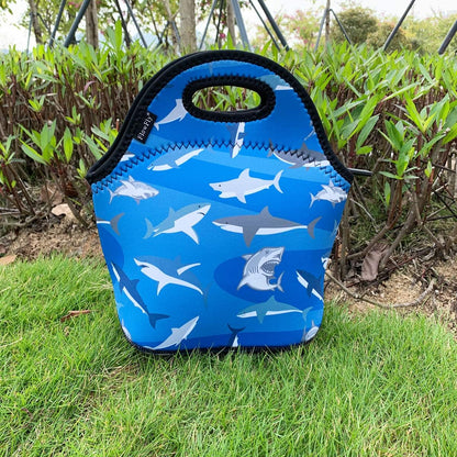 FlowFly Neoprene kids Lunch box Insulated Soft Bag Mini Cooler Thermal Meal Tote Kit for Boys, Girls,Men,Women,School,Work, Office,Black