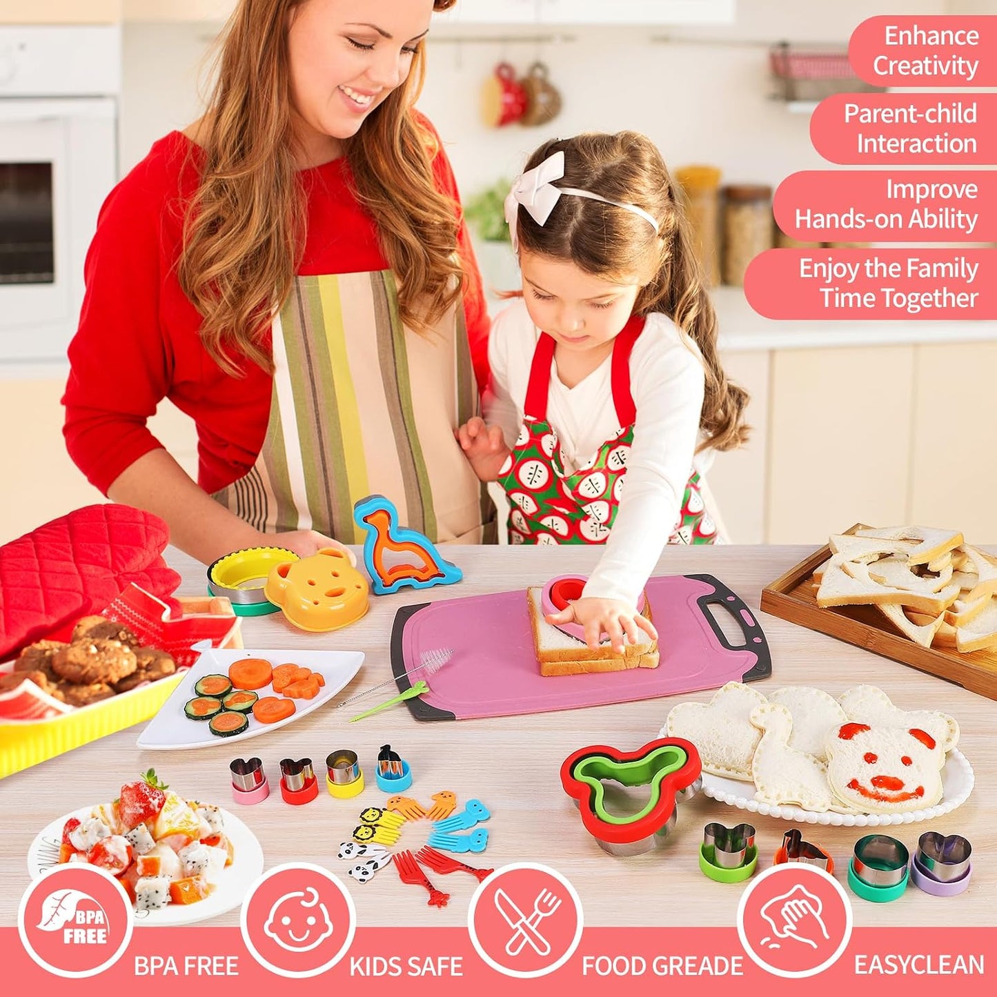 Sandwich Cutters for Kids Lunch, 25 Pcs Sandwich Cutter and Sealer Set, Uncrustable Sandwich Cutter for Lunch Box, Vegetable Fruit Cutter Shapes for Kids Bento Box