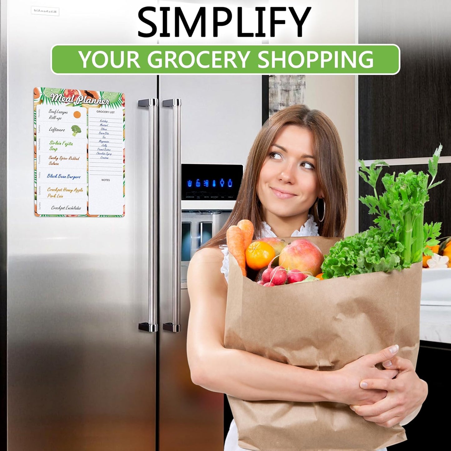 Weekly Dinner Menu Board for Kitchen A4-8.5x12 Black Magnetic Weekly Meal Planner for Fridge Dry Erase Weekly Menu Boards Magnetic Menu for Refrigerator Food Menu Boards Week Chalkboard Menu Board