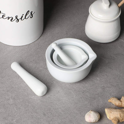 LEETOYI Small Ceramic Mortar Pestle Set, Herb Grinder Pill Crusher 3.3-inch