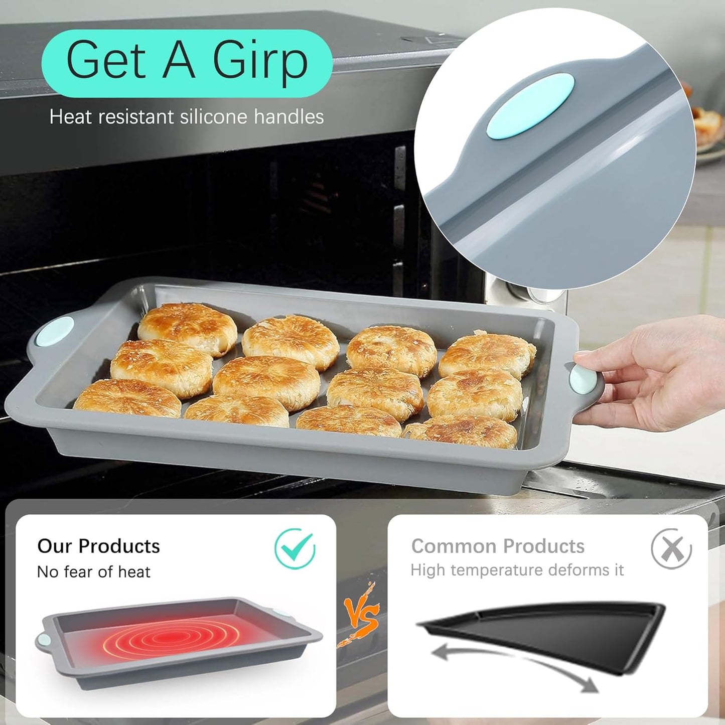 To encounter 2Pack Silicone Muffin Pan with Metal Frame, 12 Cup Regular Size Cupcake Pan, Non-Stick Baking Tray, Food Grade Baking Molds for Oven, Dishwasher Safe
