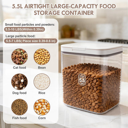 LEAWALK 10Lbs/10.57Qt Airtight Dog Cat Food Storage Container and Dog Treat Containers BPA-Free, PET Clear Stackable Pet Storage Bin, Pop Top, 1-Cup Scoop for Pet Food/Rice/Flour/Bread/Grains