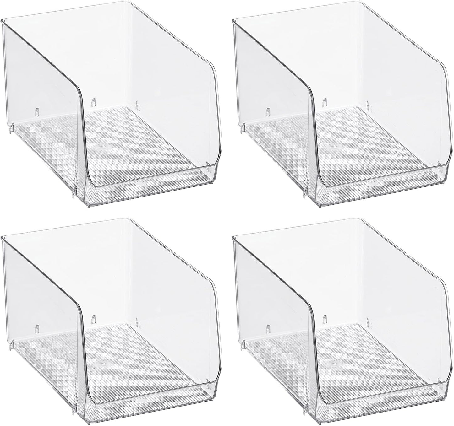 iDesign Clear Plastic Stackable Open Front Storage Bin, Easy Access Organizer for Pantry or Cabinet, 2-Pack