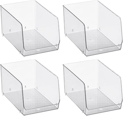 iDesign Clear Plastic Stackable Open Front Storage Bin, Easy Access Organizer for Pantry or Cabinet, 2-Pack