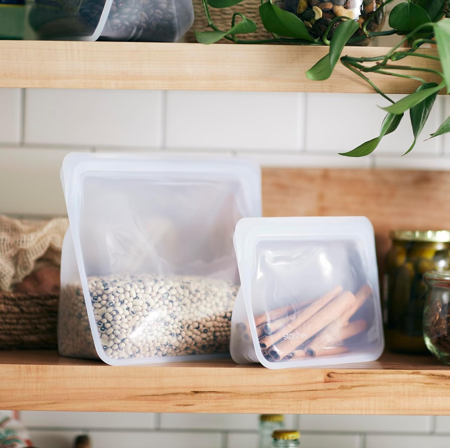 Stasher Premium Reusable Silicone Food Storage Bags, 2-Pack, Clear