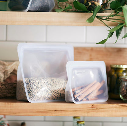Stasher Premium Reusable Silicone Food Storage Bags, 2-Pack, Clear