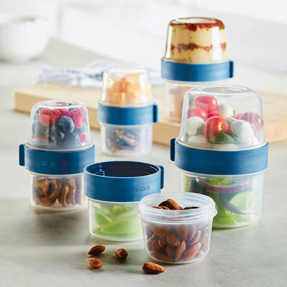 LOCK & LOCK LocknLock Easy Essentials Twist Two Way Food Storage Container, BPA-Free/Dishwasher Safe, 10-Piece Set, Clear