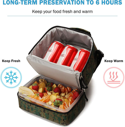 Tilami Lunch Bags Insulated Adjustable Strap Zipper, Two Compartments Cooler Bags, Bento Bags for Kids Toddlers (Blue)