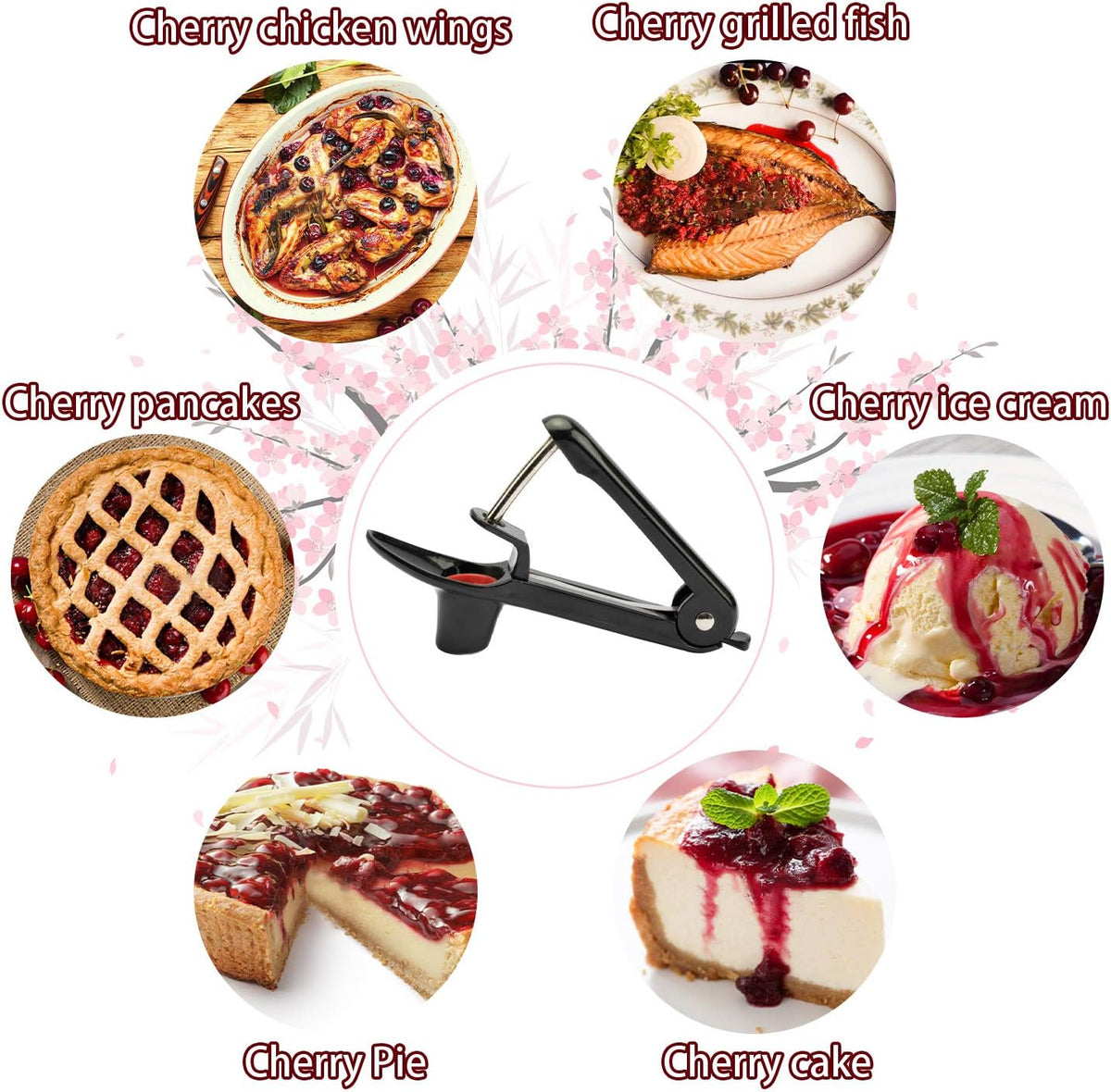 Cherry Pitter - Makmzoon Multi Cherries Corer Stainless Steel Pitter Tool Making Cherry Jam - 7 Cherries