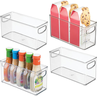 iDesign Plastic Stackable Pantry Bin, Set of 2, Clear | Storage Bin with Handles, For Cabinets or Fridge