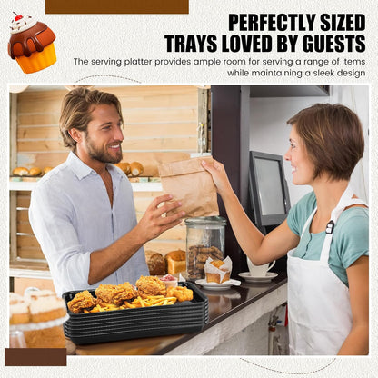 Ziliny 20 Pcs Serving Platters 14 x 6 Inch Rectangle Serving Trays Reusable Food Tray Dishes Dessert Trays Plastic Plates for Wedding Home Table Thanksgiving Christmas Party(White)