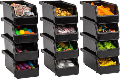 ReadySpace Medium Plastic Storage Bins, Stackable Organizer Containers for Closet Pantry Shelf Garage and Office Organization, Clear, 8 Pack