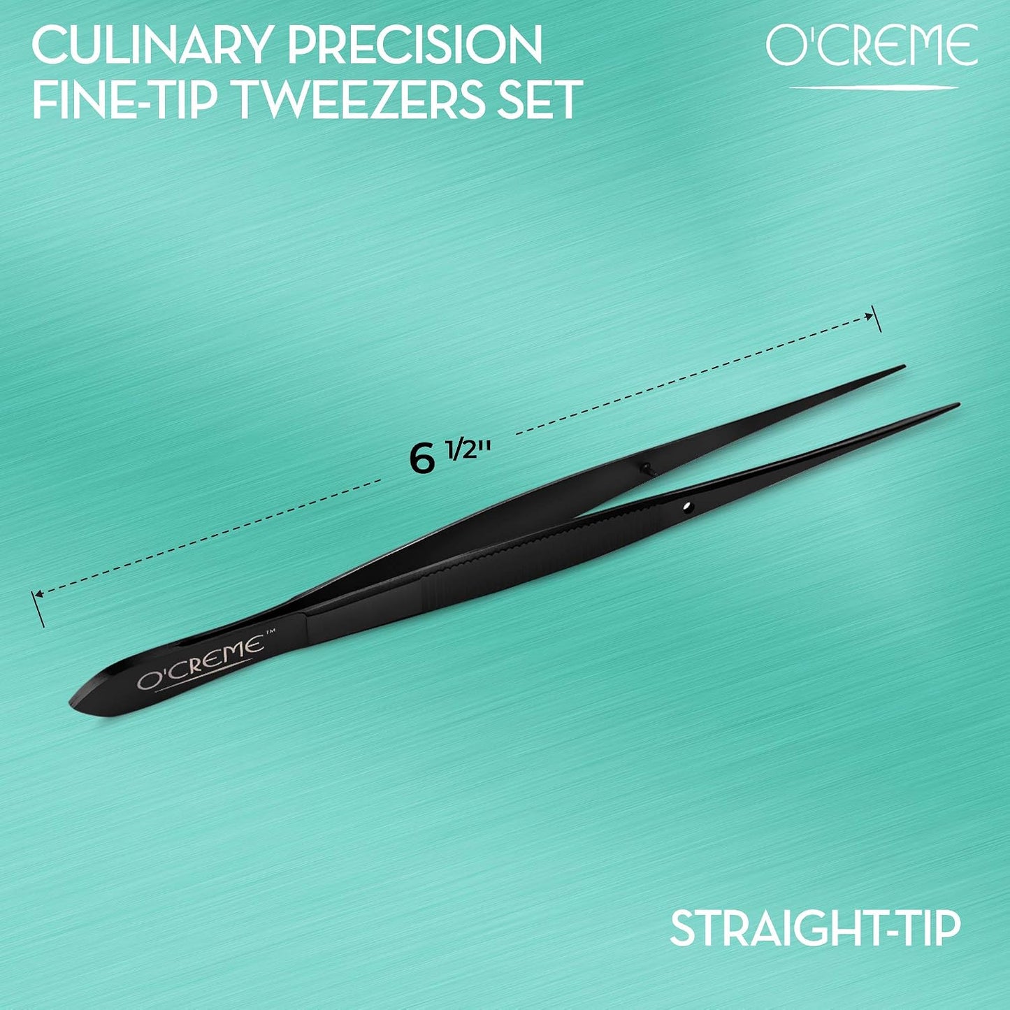 O'Creme Stainless Steel Precision Kitchen Tweezer Tongs 6.25" with Fine Tip (Purple)