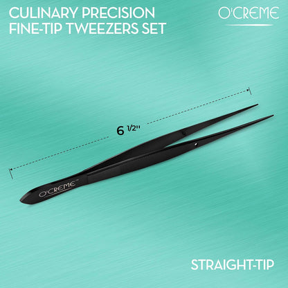 O'Creme Stainless Steel Precision Kitchen Tweezer Tongs 6.25" with Fine Tip (Purple)