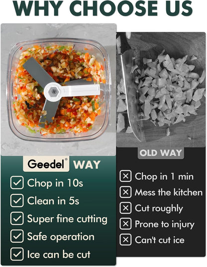Geedel Vegetable Chopper, Manual Food Chopper with Hand Pull String, 500ml