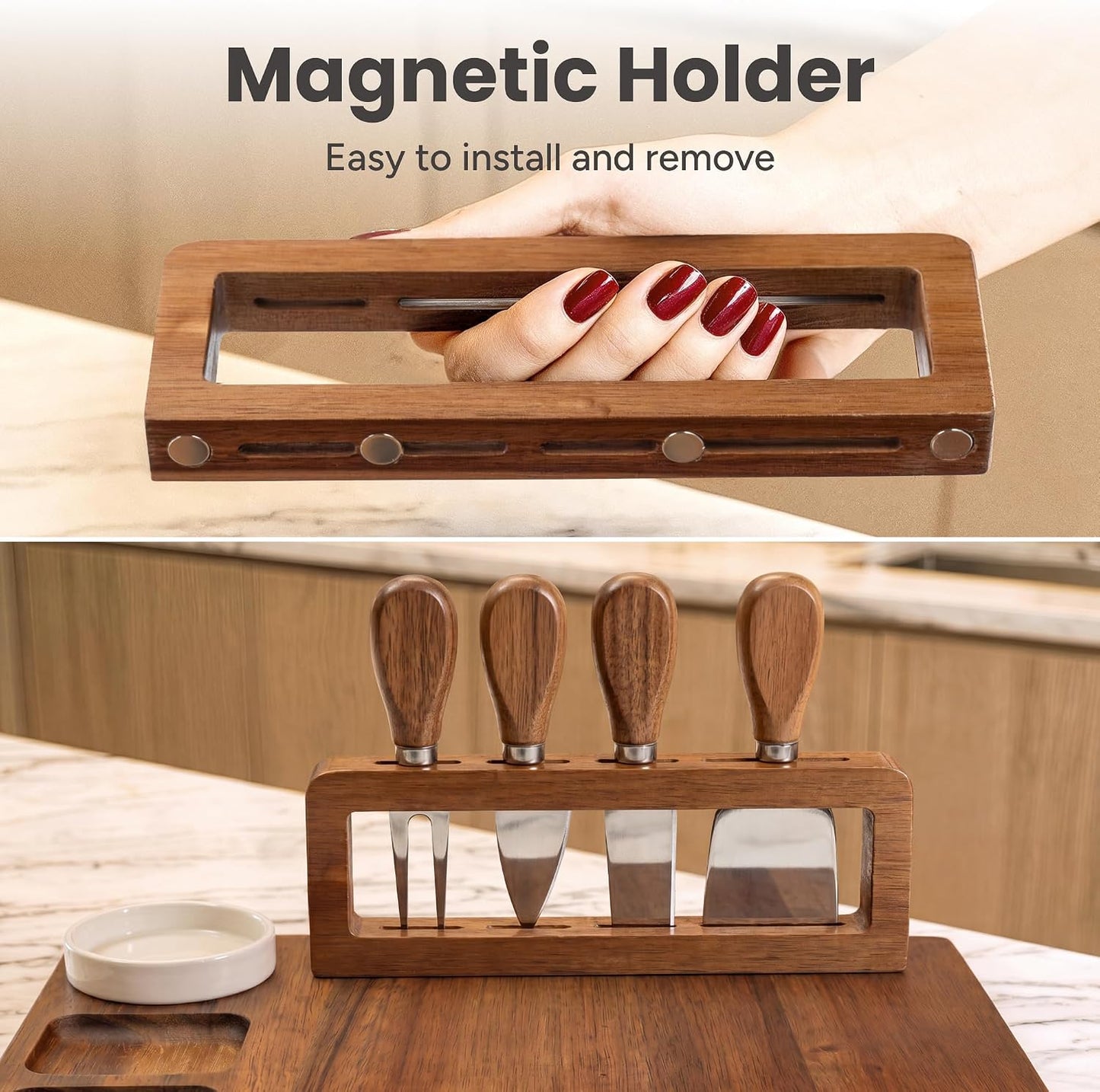 SMIRLY Charcuterie Large Bamboo Cheese Board Set for Serving - House Warming Gifts for New Home, Wedding, Bridal Shower & Birthday, for Women