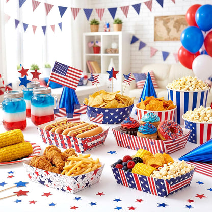 Honeydak 100 Pieces Mother's Day Heart Pattern Paper Food Trays Disposable Nacho Container Paper Boats Serving Trays for Hot Dog Popcorn Taco Snack Candy Food Container Party Supplies