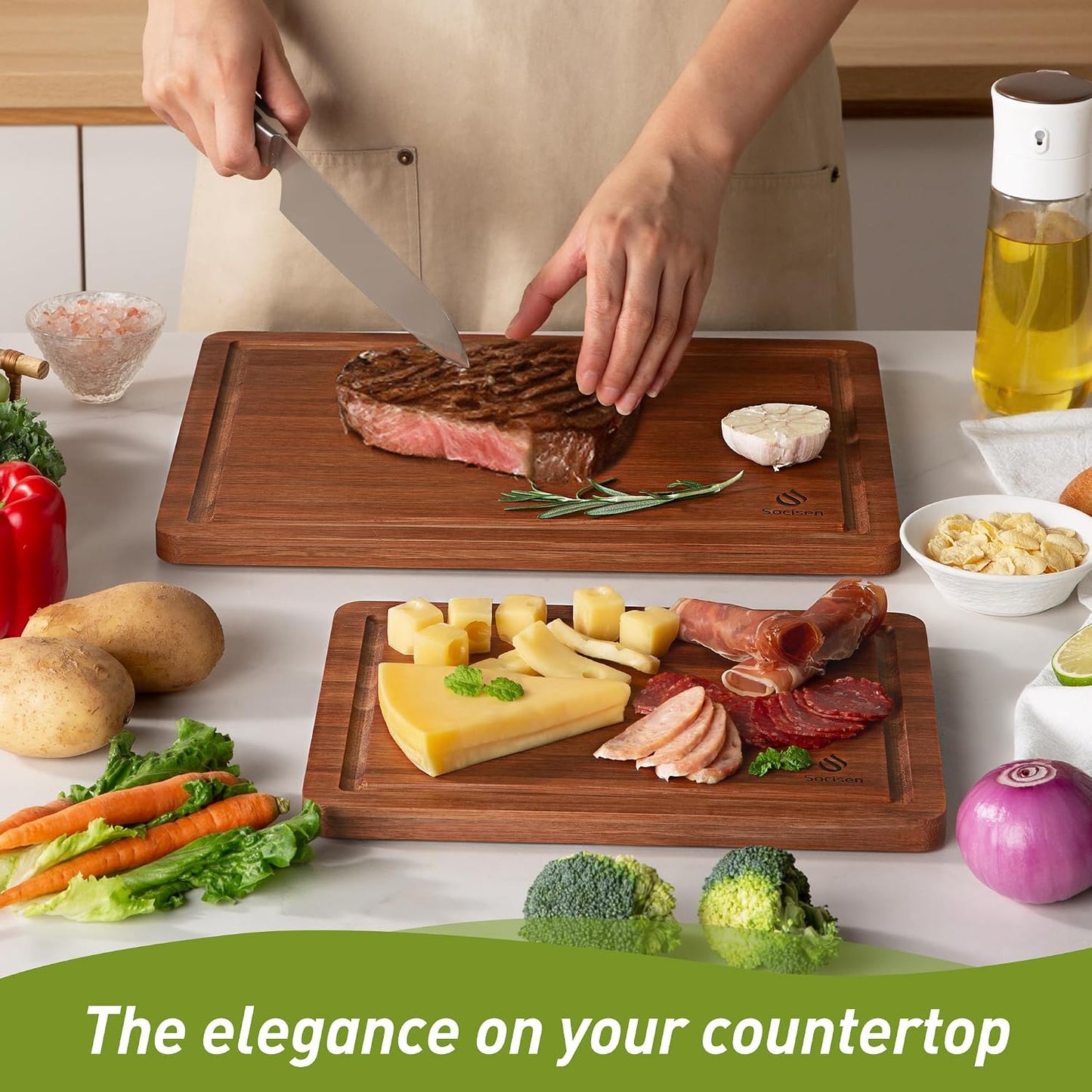 3 Packs Bamboo Cutting Board Set with Non Slip Feet and Over Sink Nice Solid Thick Wood Juice Groove Chopping Board Extra Large Big Small Best Hardwood Kitchen Counter Organic Vegetable
