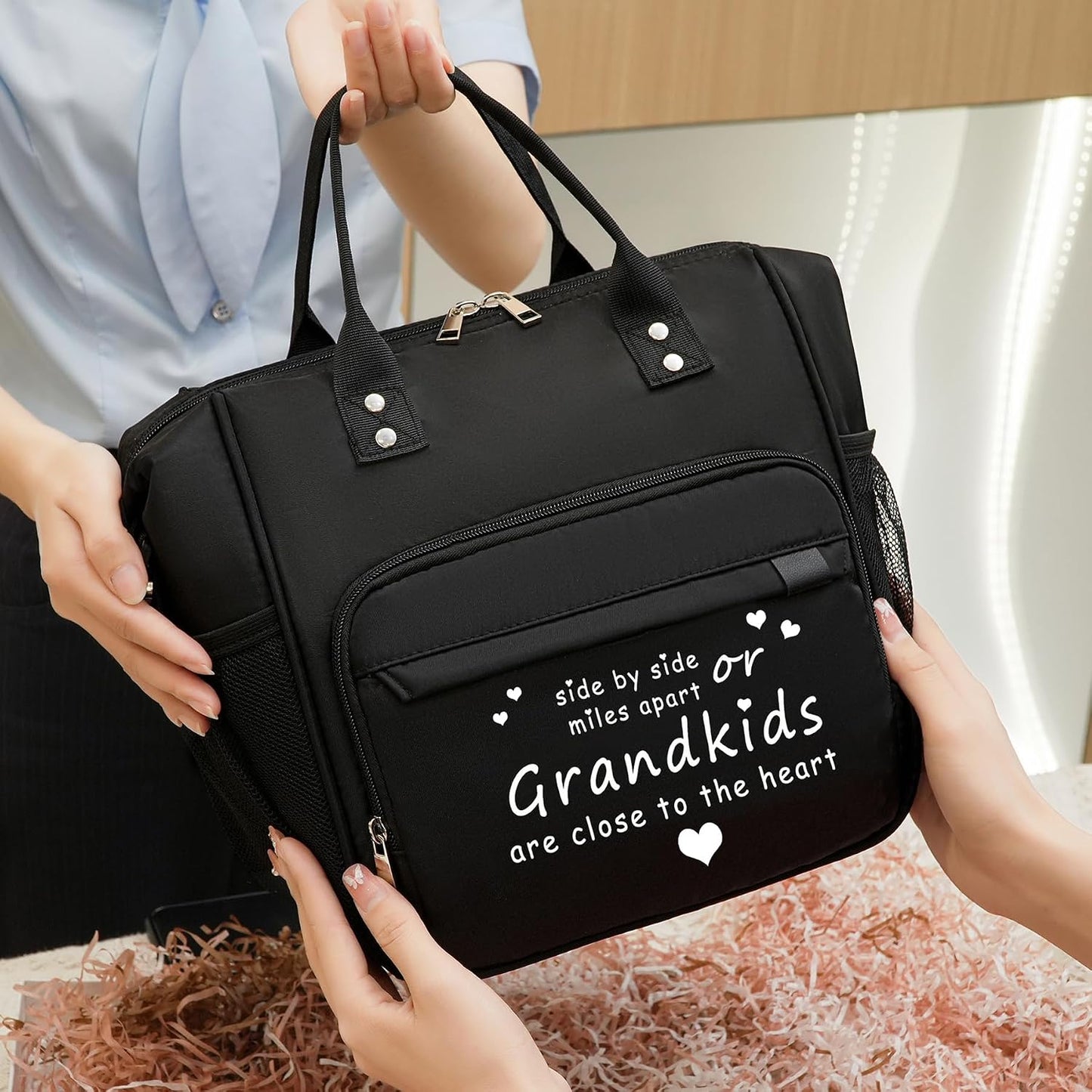 TuErCao Small Lunch Bag Lightweight Insulated Lunch Box for Women Work Portable Soft Cooler for Picnic Travel Road Trips, Loncheras para Mujer, Black