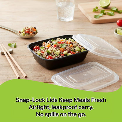 Meal Prep Containers [10 Set] 38 oz with Lids, 1 compartment, Stackable, Reusable, Leakproof, Food Safe, Microwave, Freezer & Dishwasher Safe for Food Prep Storage Bento Box (10 Set, 38 oz)