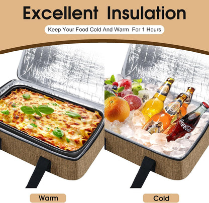 Insulated Casserole Carrier, Portable Casserole Carrier for Hot or Cold Food Lunch Tote Warmer or Cooler Bag, Lasagna Lunch Bag for Potluck Parties- Fits 9" x 13" Baking Dish-Charcoal Grey