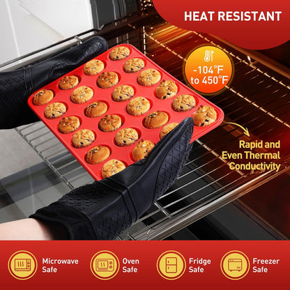 2 Pack 12 Cups Silicone Muffin Pan with Metal Reinforced Frame Regular Size Silicone Molds Cupcake Cake Baking Pans Cookie Baking Chocoflan Cupcake Mold Nonstick Muffin Tin Home Baking Supplies