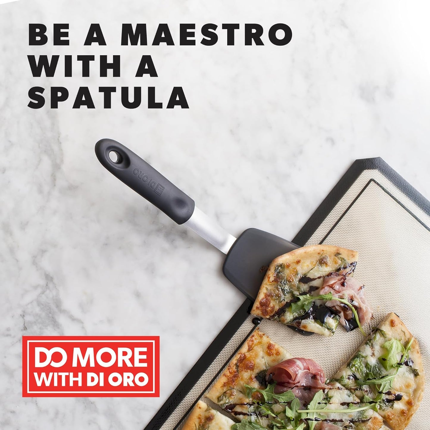 DI ORO - Chef Series FLEX Silicone Spatula 600ºF Heat-Resistant Flexible Silicone Rubber Turner Spatulas (3-Piece Set)