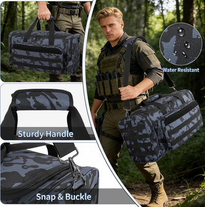 Tactical Pistol Range Bag, Gun Range Bag for Handguns, Shooting Duffle Range Pistol Bag with 6X Magazine Slots, Extra Pockets for Ammo and Essentials