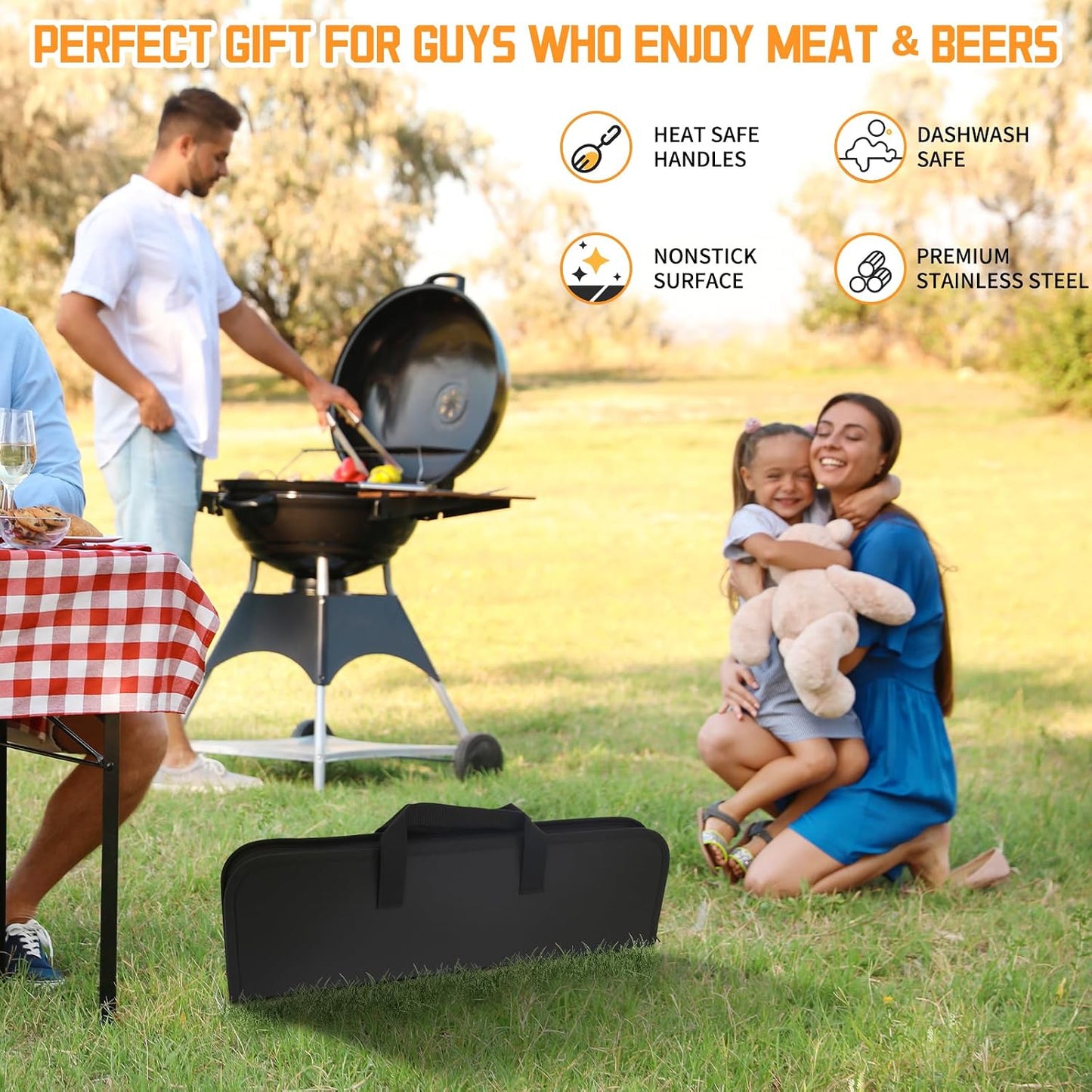 28PCS Stainless Steel BBQ Grill Accessories Set, Grilling Gifts for Men Birthday Father's Day, Portable Multifunction Grilling Utensils Tools Kit with Storage Bag for Outdoor Grill Camping BBQ Party