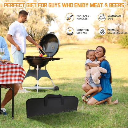 28PCS Stainless Steel BBQ Grill Accessories Set, Grilling Gifts for Men Birthday Father's Day, Portable Multifunction Grilling Utensils Tools Kit with Storage Bag for Outdoor Grill Camping BBQ Party