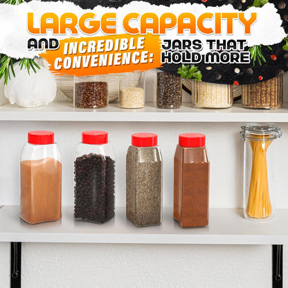 2 Pcs Large Seasoning Shaker Containers, 32 oz, Dual Flip-Top Lids, Clear