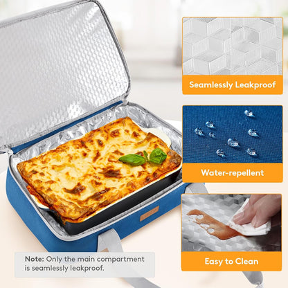 LUNCIA Insulated Single Decker Casserole Carrier, Lasagna Lugger Tote Keeps Food Hot or Cold, Thermal Lunch Bag for Potluck Parties, Picnic and Cookouts, Fits 9" x 13" Baking Dish, Black