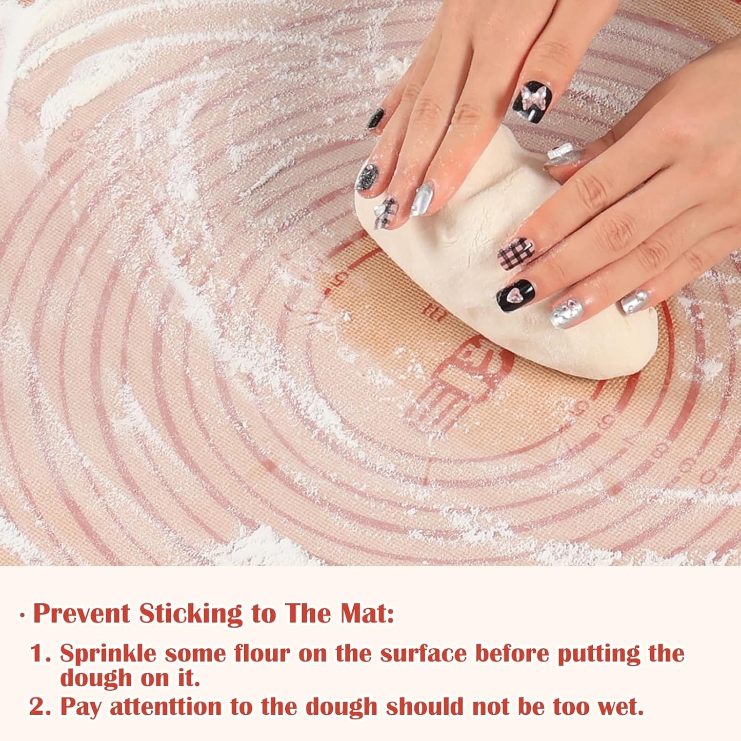 Non-slip Silicone Pastry Mat Extra Large with Measurements 36''By 24'' for Baking Mat, Counter/Dough Rolling/Oven Liner/Fondant/Pie Crust（Red）