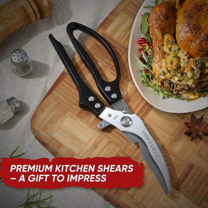 TIVOLI Kitchen Scissors Set Silver,Japanese Stainless Steel Kitchen Shears for Food, Heavy Duty Poultry Shears, Food Scissors for Meat,Chicken Bones and Turkey,Ideal Gift