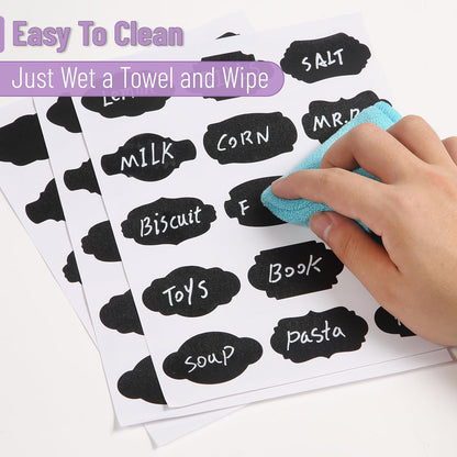 Mr. Pen- Chalkboard Labels, 100 pcs, Assorted Shapes | Waterproof Reusable Blackboard Stickers with 1 Erasable Liquid Chalk Marker for Mason Jars