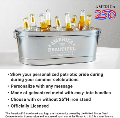 Let's Make Memories Personalized Beverage Tub - Custom Beverage Tub - Customize With Name & initial - Galvanized Drink Tub - 20 ¾"L x 11 ¾"W x 7" H - 5.5 Gallons