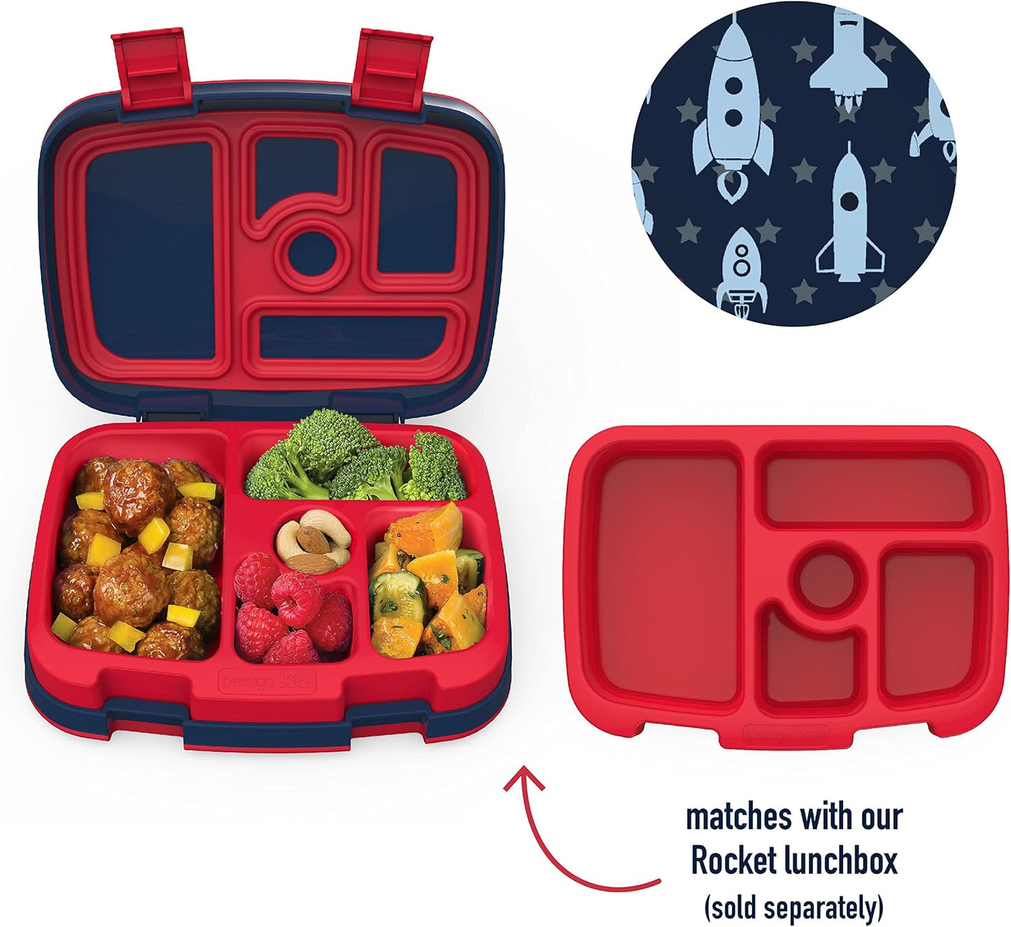Bentgo® Kids Prints Tray with Transparent Cover - Reusable, BPA-Free, 5-Compartment Meal Prep Container with Built-In Portion Control for Healthy Meals At Home & On the Go (Mermaids in the Sea)