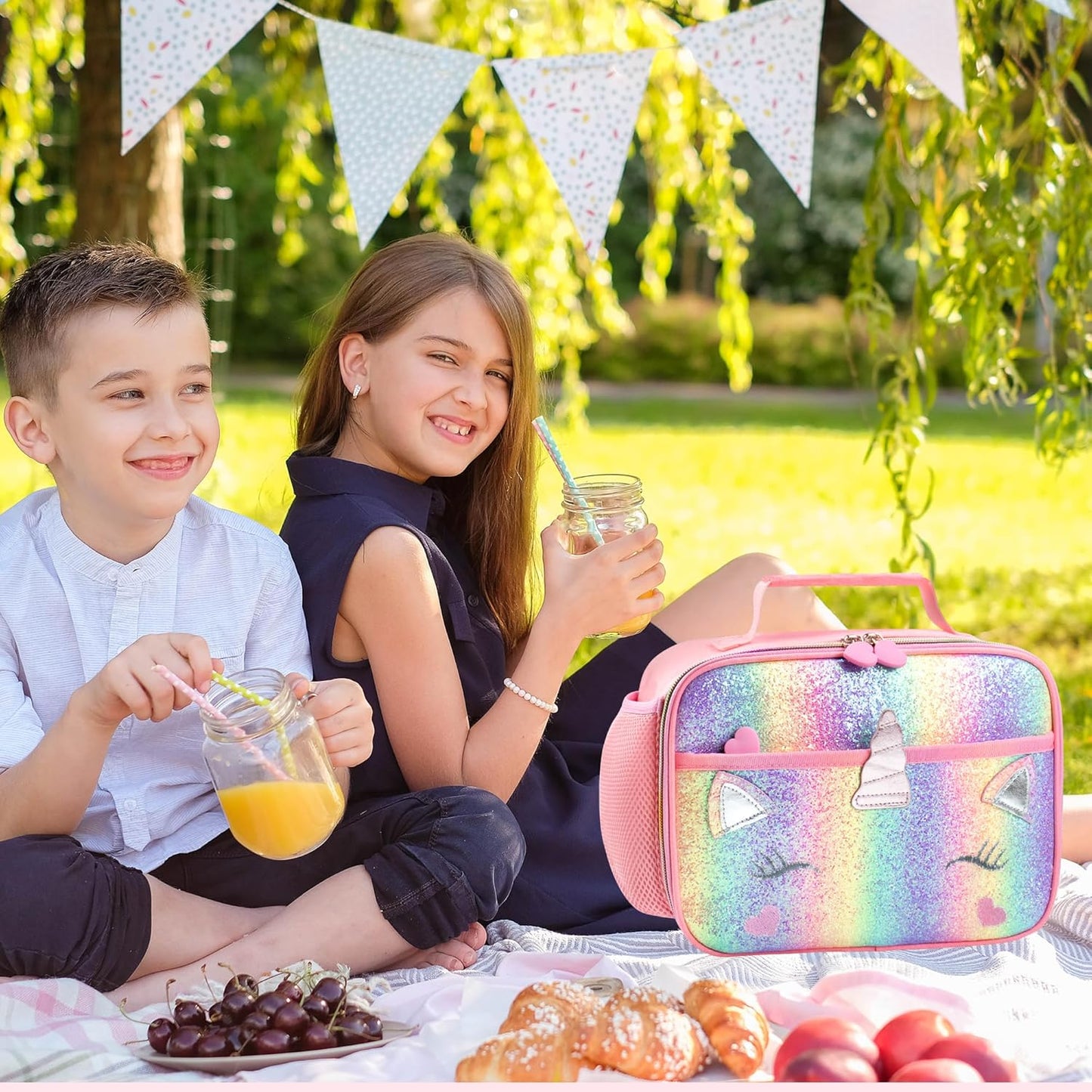 RLGPBON Kids Lunch Bag,Insulated Lunch Box for Girls,Lunch Bag Toddler Teen,School Daycare Cute Travel bags
