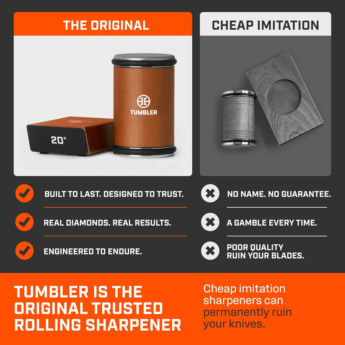 TUMBLER Pro Rolling Knife Sharpener™ (Orange)