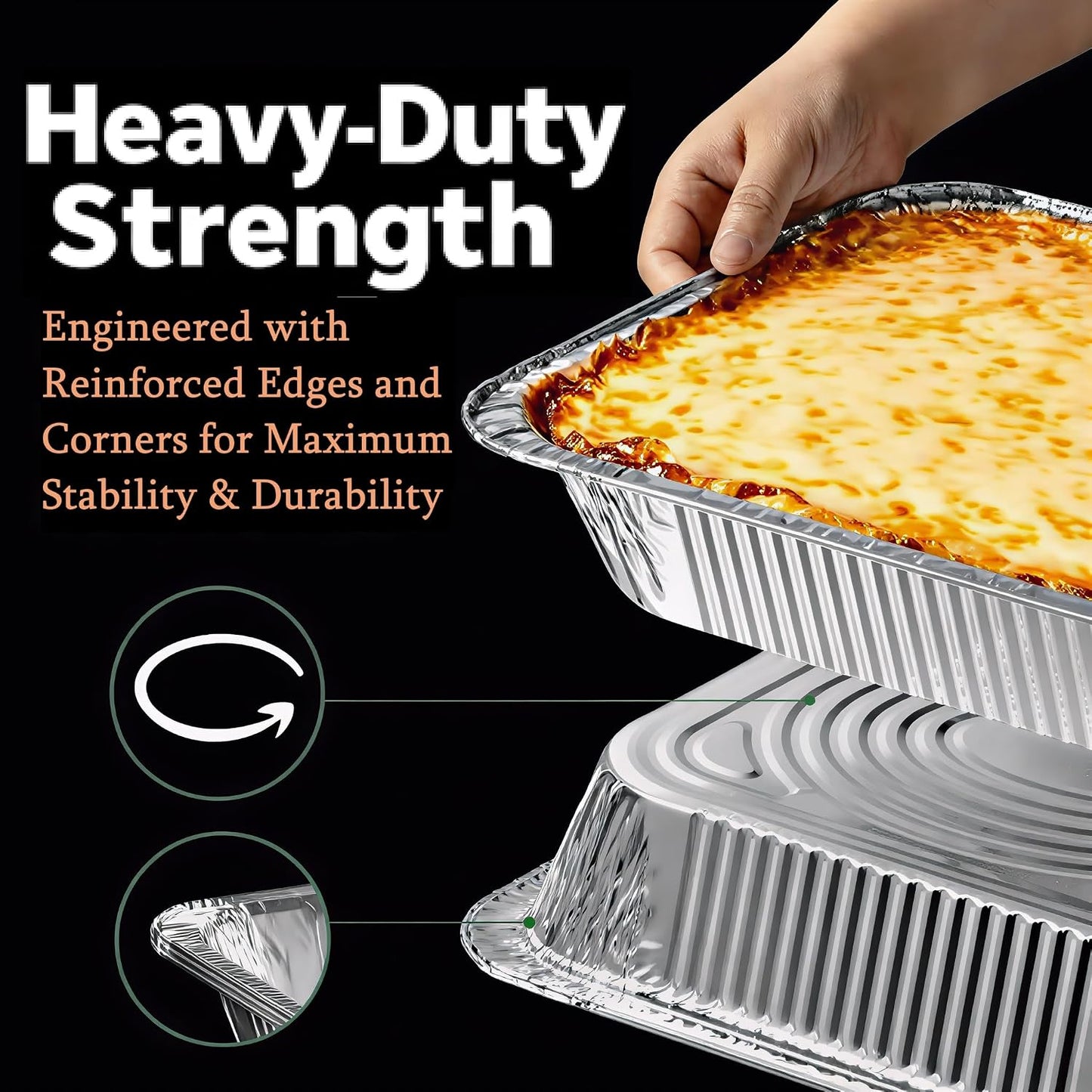9x13 Inch Aluminum Foil Pans with Lids – 25 Pack Extra Heavy Duty Deep Disposable Half-Size Trays for Baking, Roasting, Cooking & Food Storage – Rectangular Silver Pans with Matching Lids