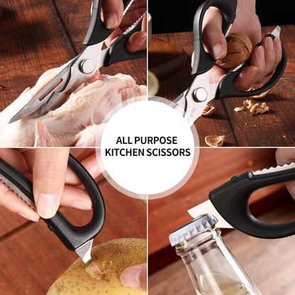MAD SHARK Kitchen Scissors All Purpose Kitchen Shears Come Apart,Stainless Steel Utility Scissors with Comfort Grip,Heavy Duty Poultry Shears for Food,Chicken,Meat,Fish,Dishwash Safe(BLACK)