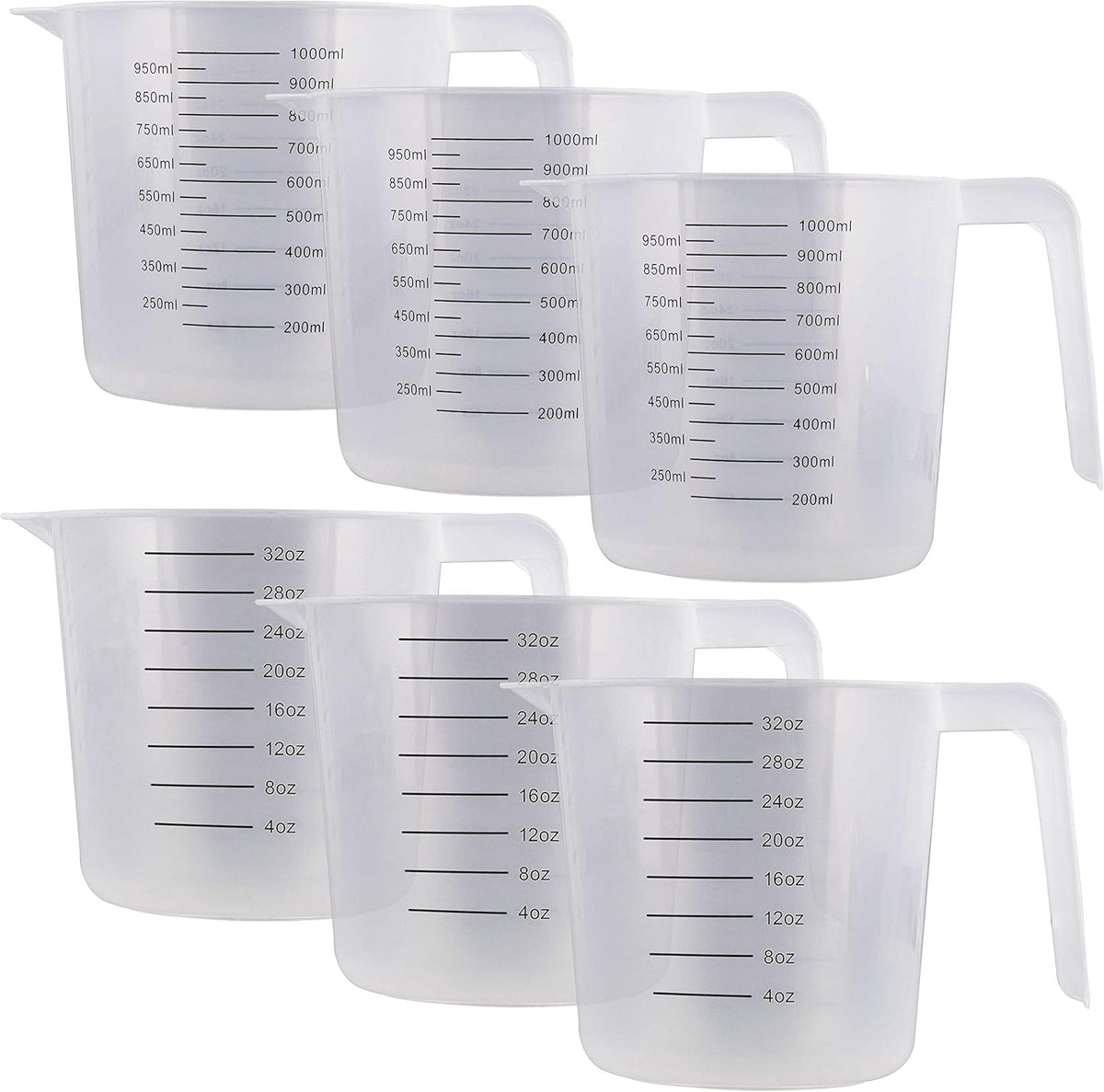 U.S. Kitchen Supply Plastic Measuring Cups with Handles - 16 oz (500 ml)