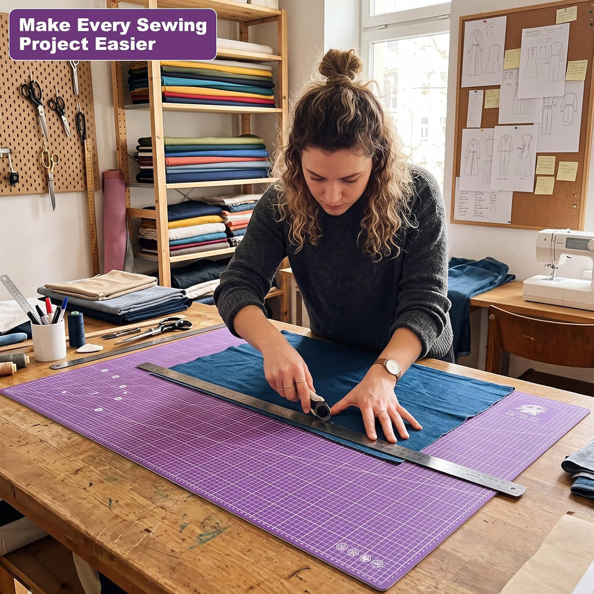 Pangda 1 Pcs 36 x 48 in Large Self Healing Cutting Mat for Sewing, Green
