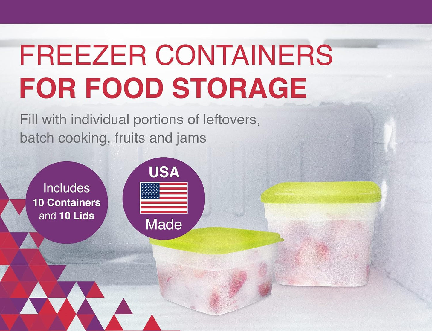 Arrow Reusable Plastic Storage Container Set, 10 Pack, 1 Pint/16 Ounce Each – Food, Meal Prep, Leftovers – Freeze, Store, Reheat - Clear Container Set With Lids – BPA-Free, Dishwasher/Microwave Safe