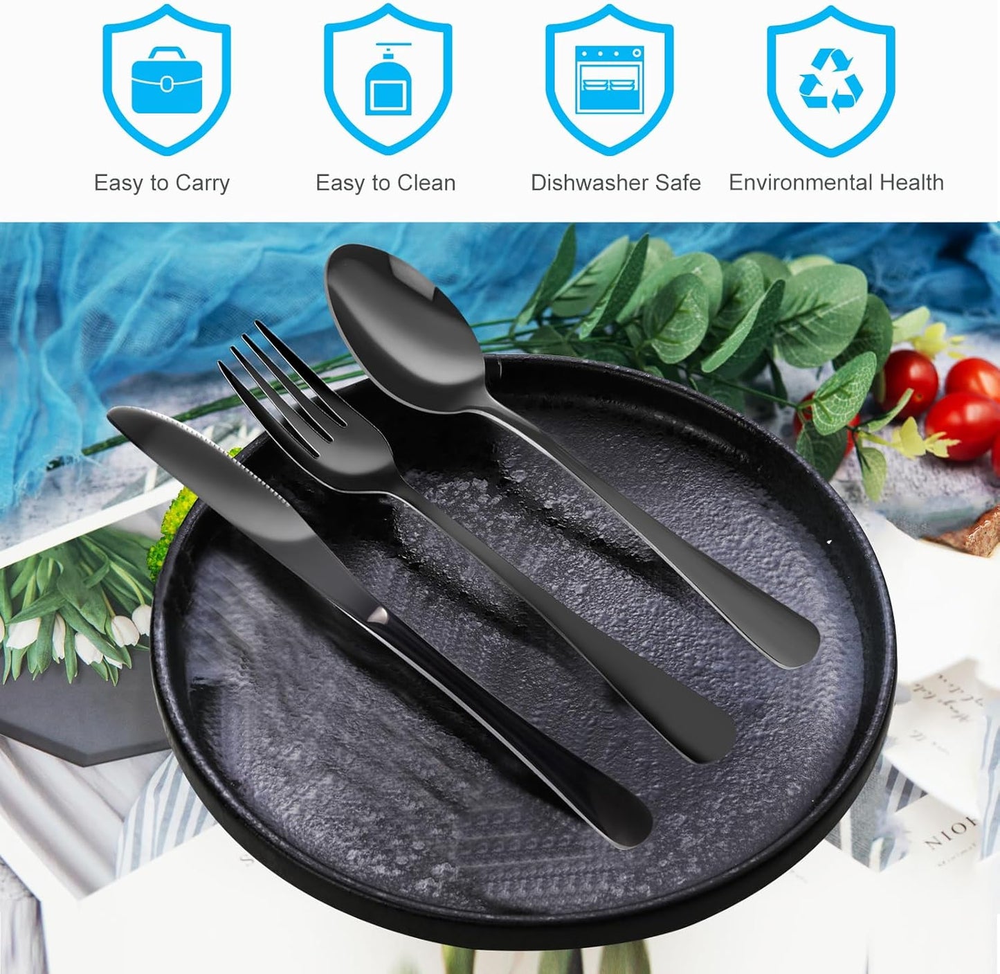 Travel Utensils With Case, Stainless Steel Reusable Portable Utensils Set With Case, Lengnoyp Travel Silverware Set