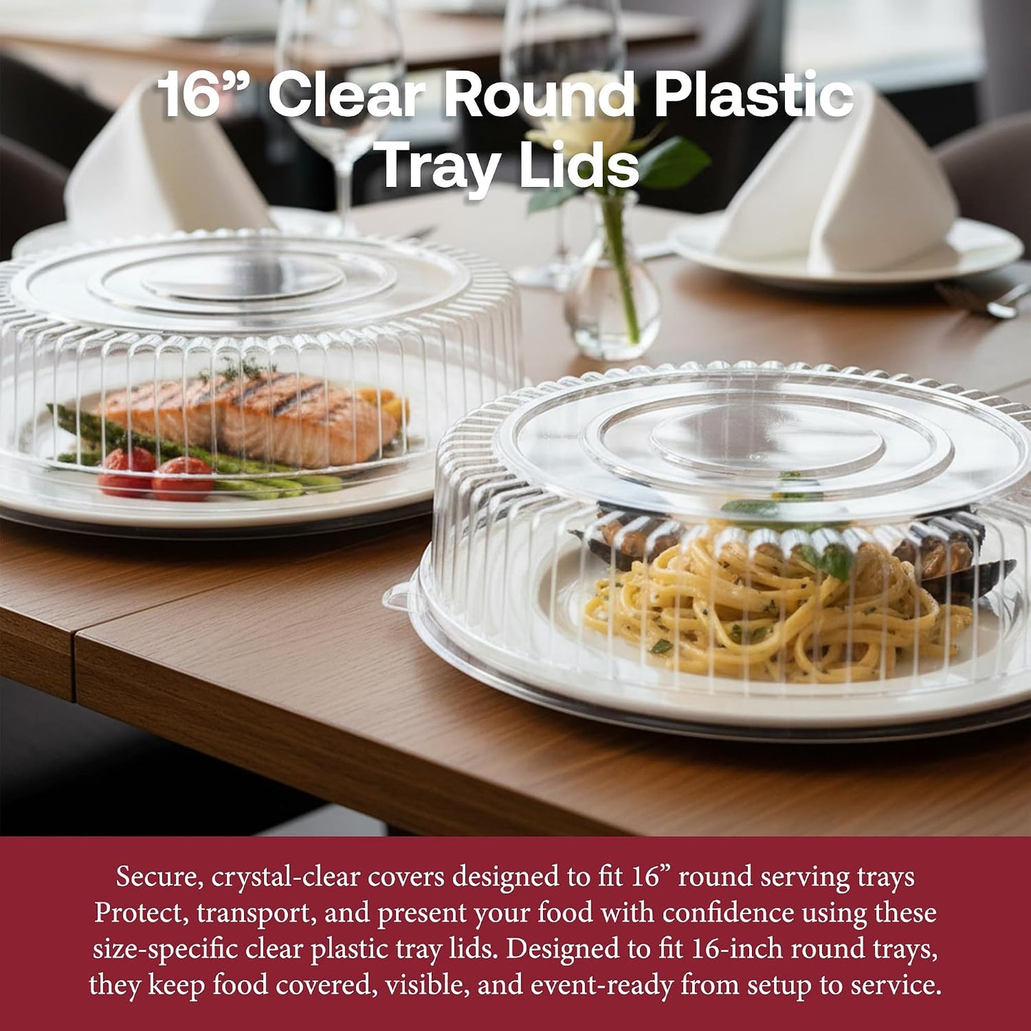 Smarty Had A Party 12 Inch Black Round Plastic Serving Tray – Heavy-Duty Party Platters & Catering Trays, Reusable or Disposable Plastic Trays for Serving Food, Elegant Party Tray Set of 25